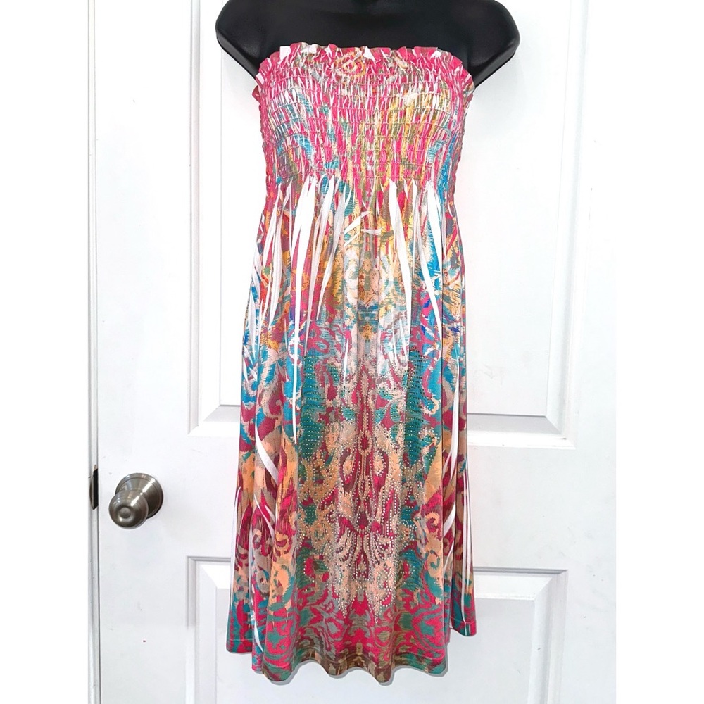 R. Rouge strapless summer dress with lots of embellishment